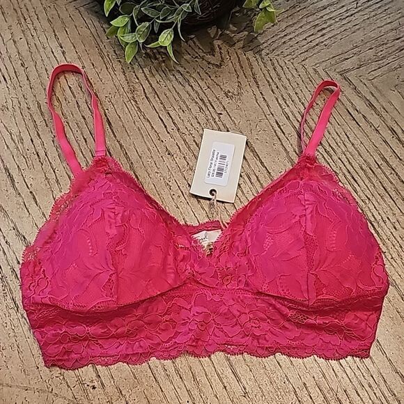 Lacy pink floral bra letter M NWT Fushicia - Picture 1 of 8